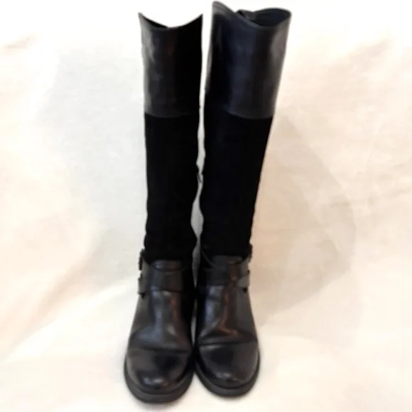 ALDO TALL BLACK SUEDE KNEE HIGH EQUESTRIAN RIDING BOOTS BUCKLE SZ 6.5 - Picture 10 of 14